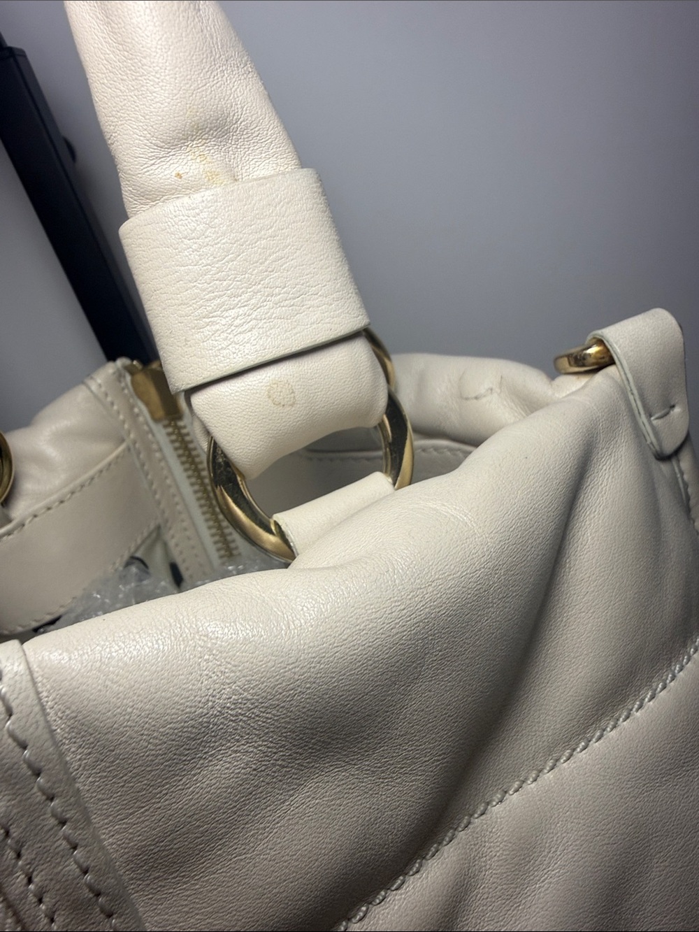 Moncler Amandine Borsa White Leather Puffer Satchel - Picture 6 of 15